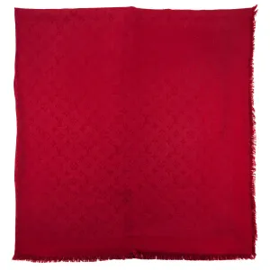 Louis Vuitton Red Silk & Wool Monogram Classic Shawl