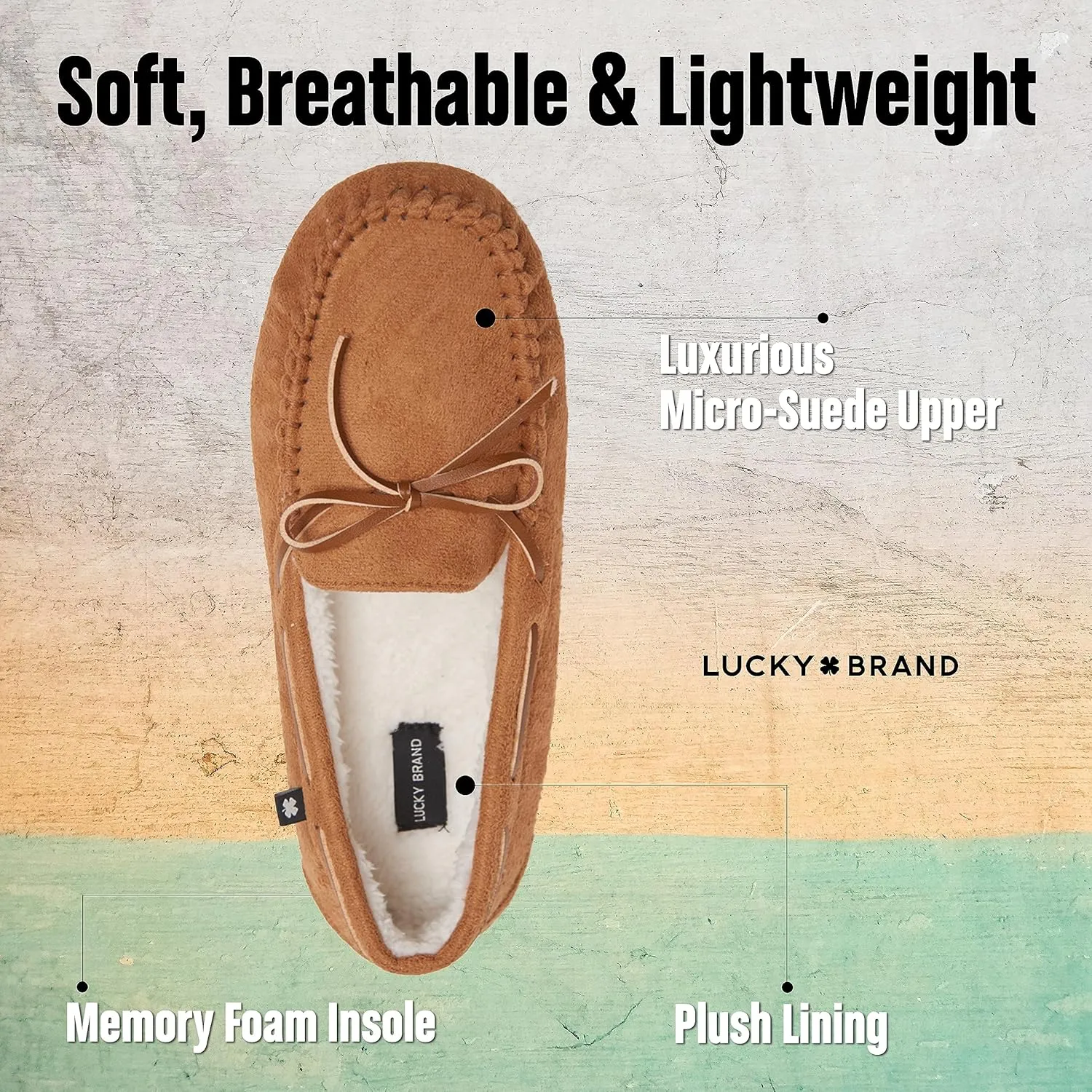 Lucky Brand Men's Moccasin Slippers  Cozy Indoor Footwear with Soft Lining