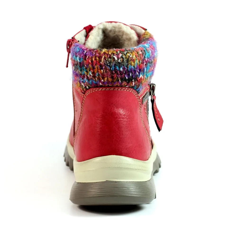 Lunar Ankle Boot Waterproof with zip Buttermere  RED GLB115 RD