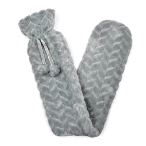 Luxury Plush Extra Long Cut Grey Hot Water Bottle