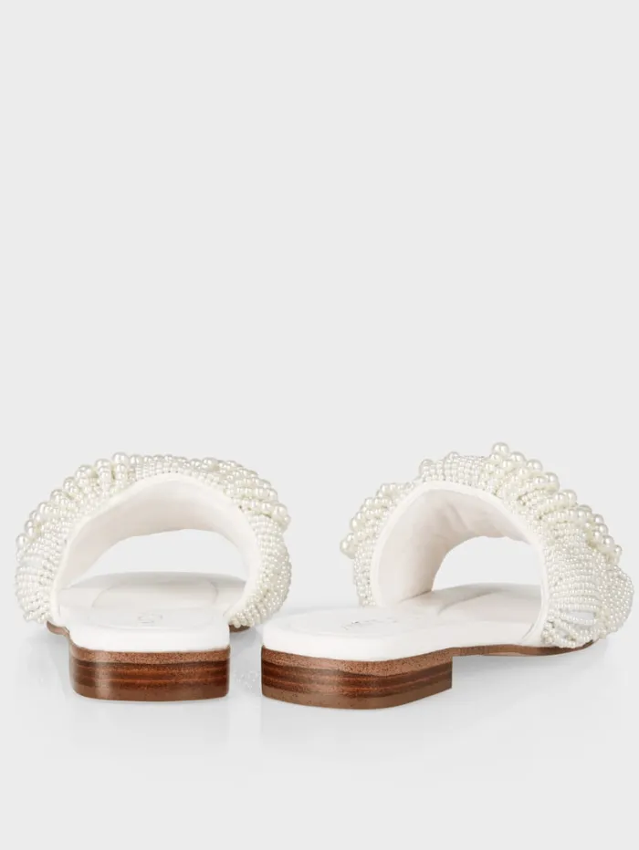 Marc Cain White Mules With Pearls WB SG.10 Z10 COL 100