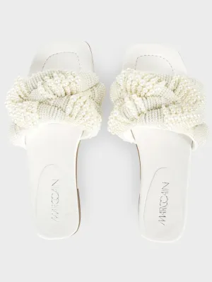 Marc Cain White Mules With Pearls WB SG.10 Z10 COL 100