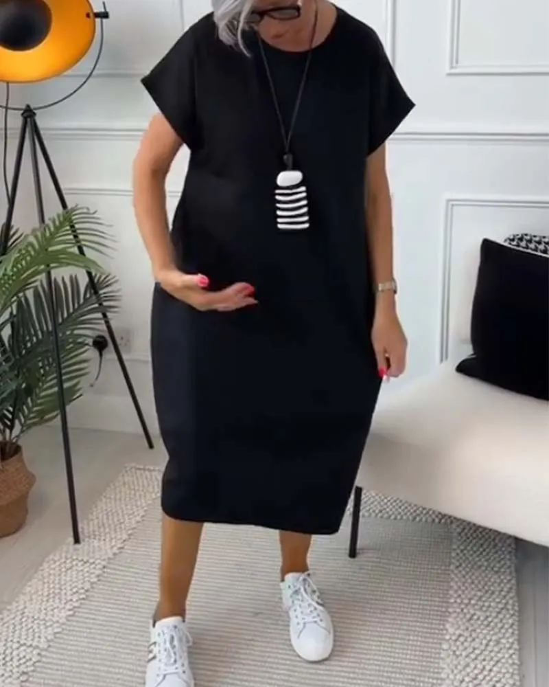 Marie™ - Short Sleeve Casual Dress with Letter Print