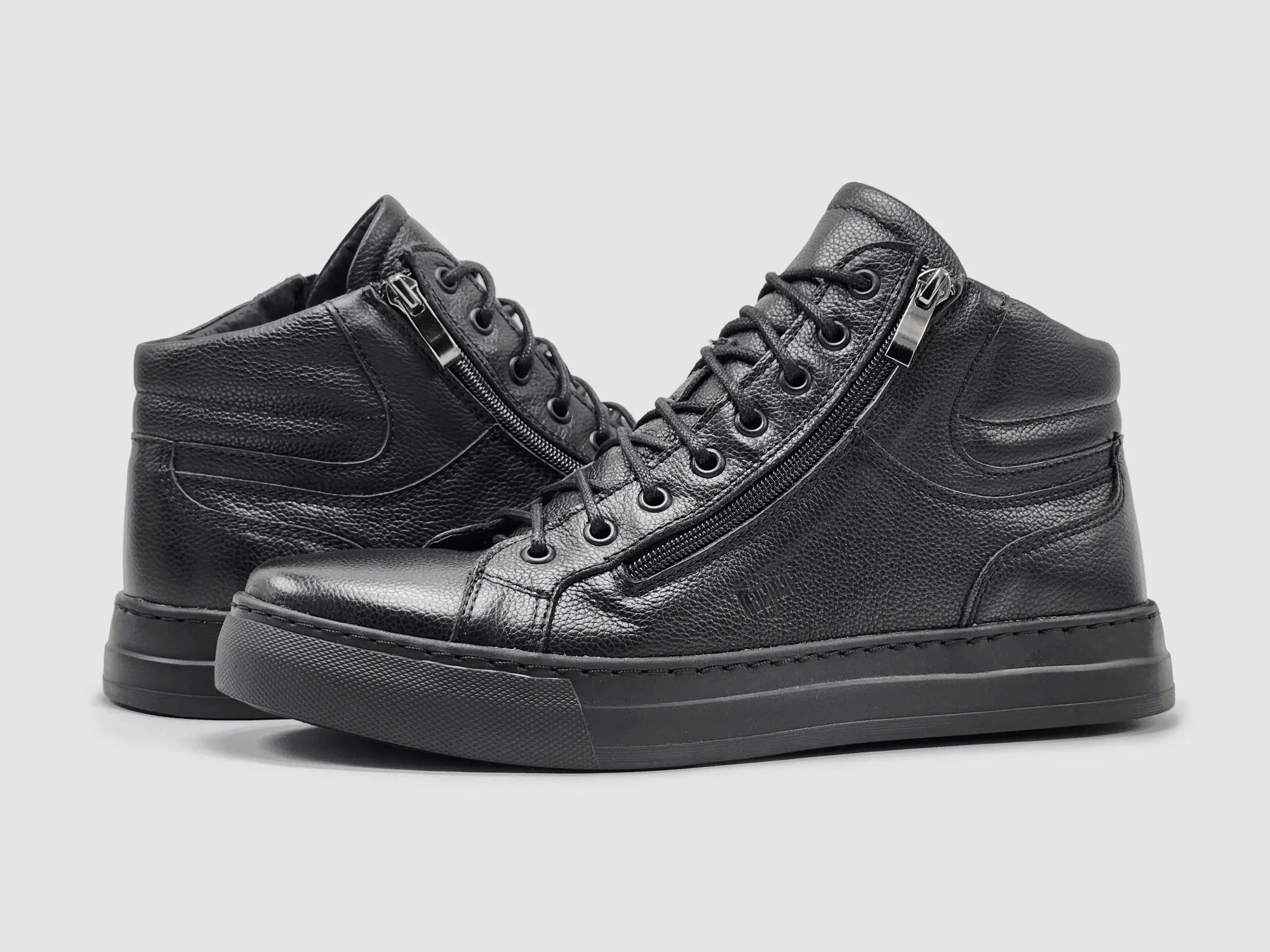 Men's Classic Zip-Up Leather Boots - Black