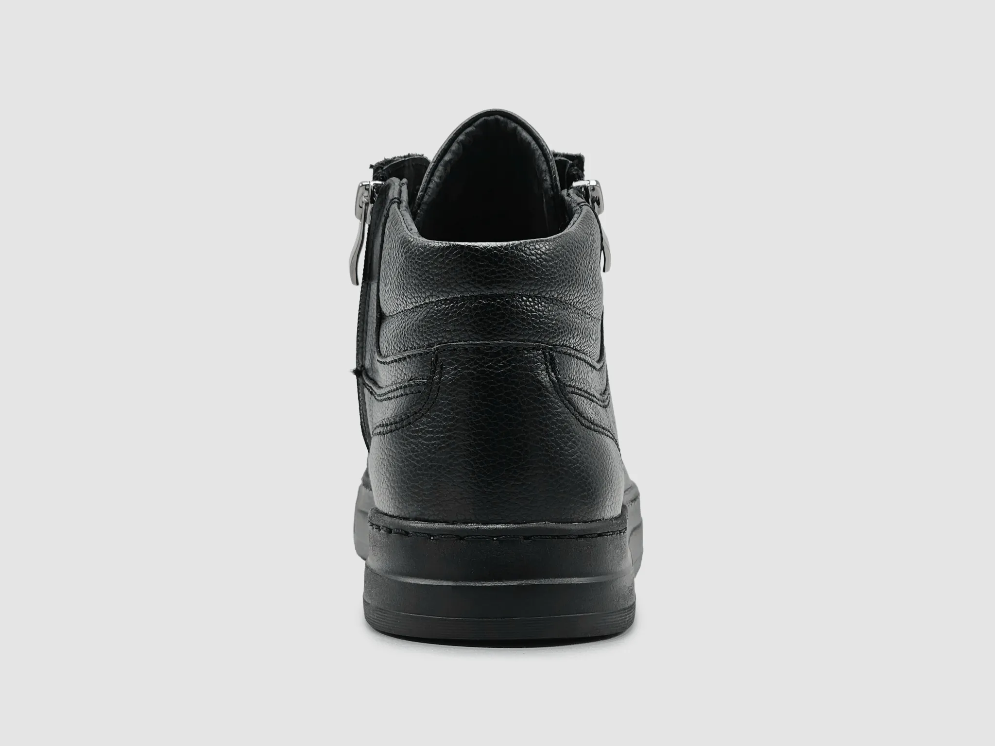 Men's Classic Zip-Up Leather Boots - Black