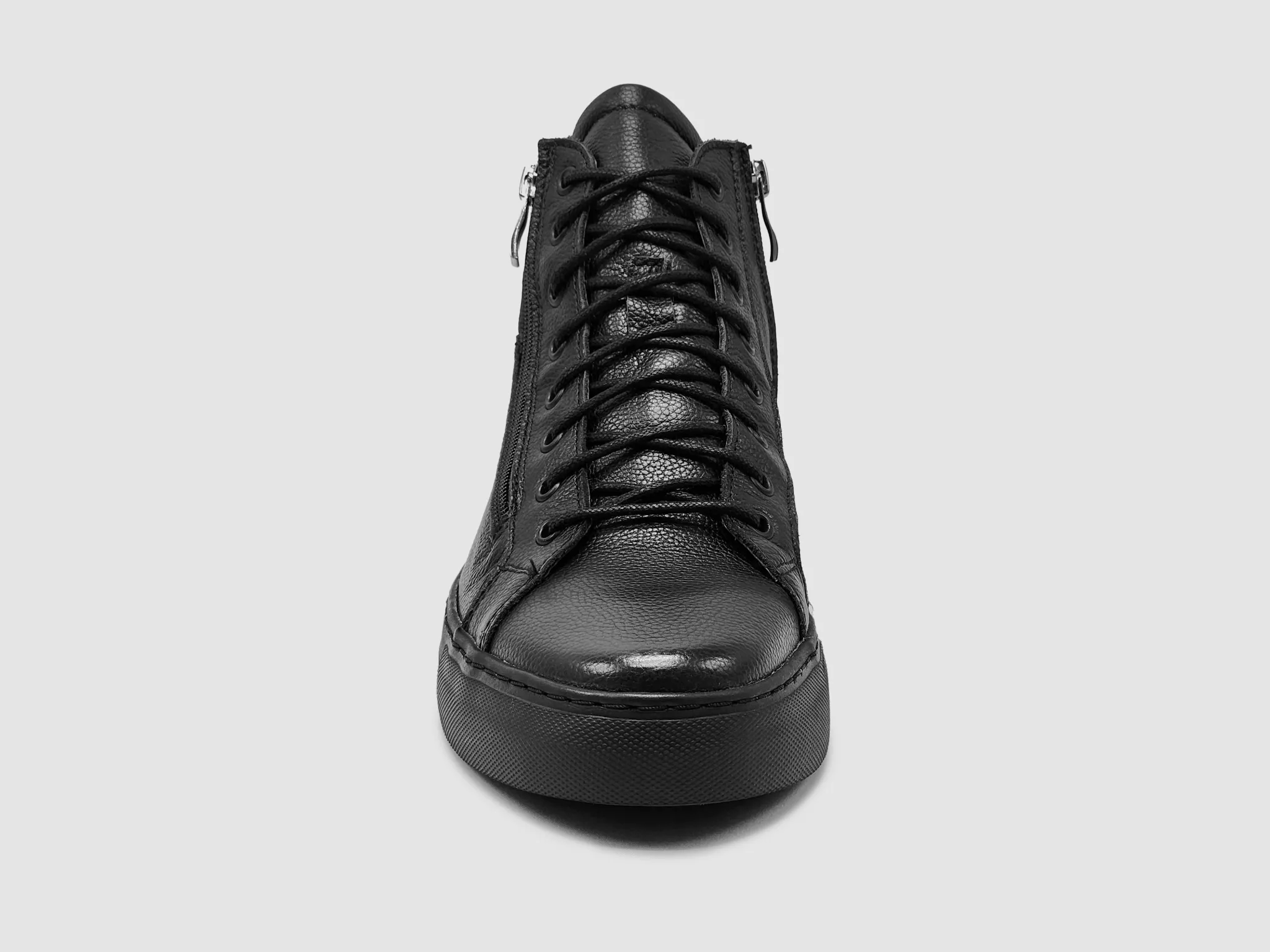 Men's Classic Zip-Up Leather Boots - Black