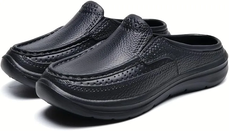 Men's Food Service Restaurant Shoes Mules, Slip Resistant Oil Resistant Shoes Chef Shoes for Kitchen