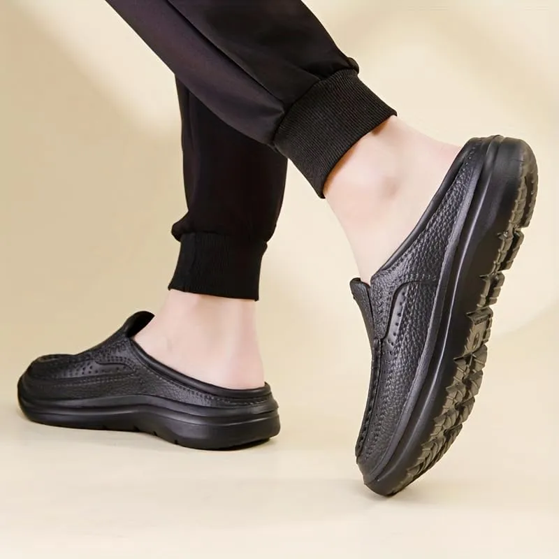 Men's Food Service Restaurant Shoes Mules, Slip Resistant Oil Resistant Shoes Chef Shoes for Kitchen