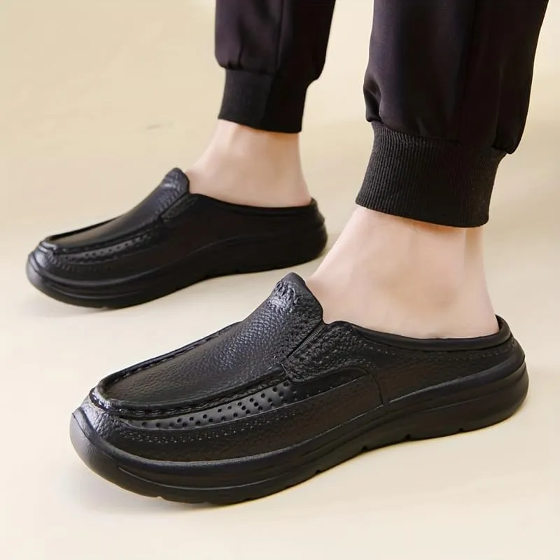 Men's Food Service Restaurant Shoes Mules, Slip Resistant Oil Resistant Shoes Chef Shoes for Kitchen