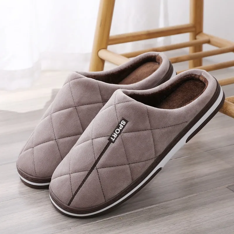 Men's Plus Size Warm Cotton Home Slippers with Platform