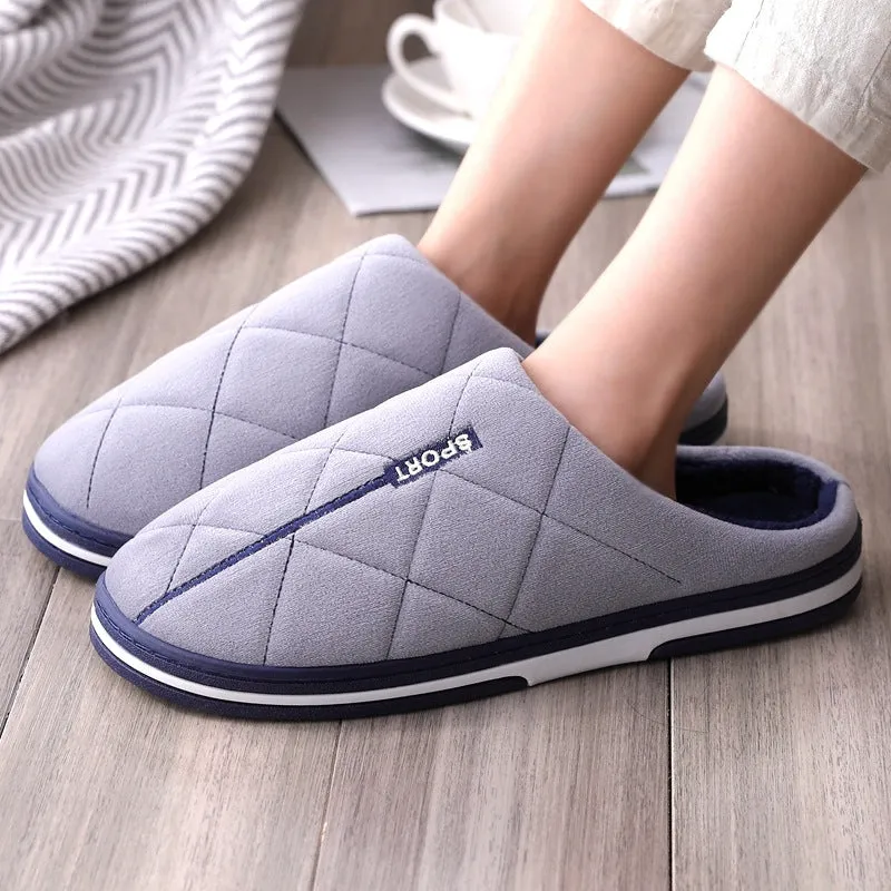 Men's Plus Size Warm Cotton Home Slippers with Platform