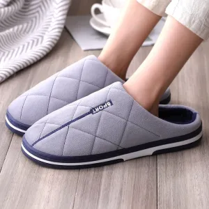 Men's Plus Size Warm Cotton Home Slippers with Platform