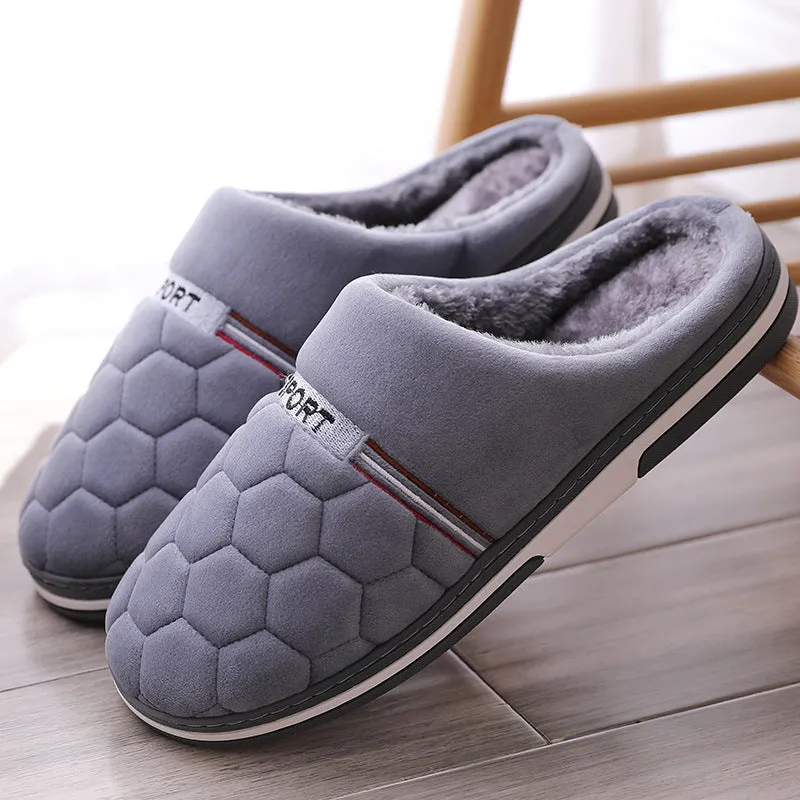 Men's Plus Size Warm Cotton Home Slippers with Platform