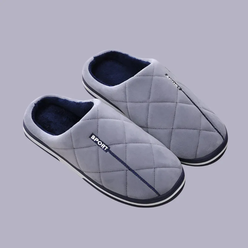 Men's Plus Size Warm Cotton Home Slippers with Platform