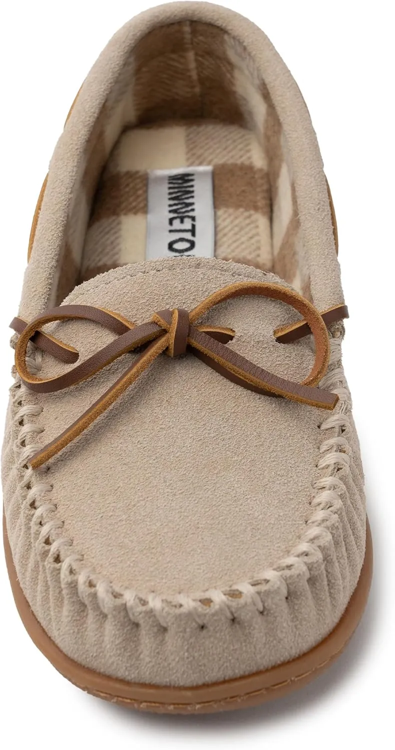Minnetonka Womens Camp Tie Moc  Cozy, Suede Moccasin Slippers for Women with Plush Pile Lining, Cushioned Footbed, and Durable Sole for Indoor & Outdoor Comfort