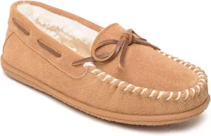 Minnetonka Womens Camp Tie Moc  Cozy, Suede Moccasin Slippers for Women with Plush Pile Lining, Cushioned Footbed, and Durable Sole for Indoor & Outdoor Comfort