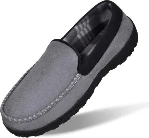 MIXIN Mens Slippers Moccasins Slippers for Men House Shoes with Warm and Cozy Memory Foam Hard Sole Men's Indoor Outdoor Slippers