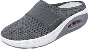 Mules for Women 2025 Summer Slip On Closed Toe Shoes Wide Width Clogs Mesh Slippers Air Cushion Orthopedic Diabetic Walking Shoes Backless Breathable Sneakers with Arch-Support Beach Sandals