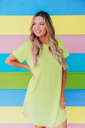 Neon Lights T-Shirt Dress - Yellow