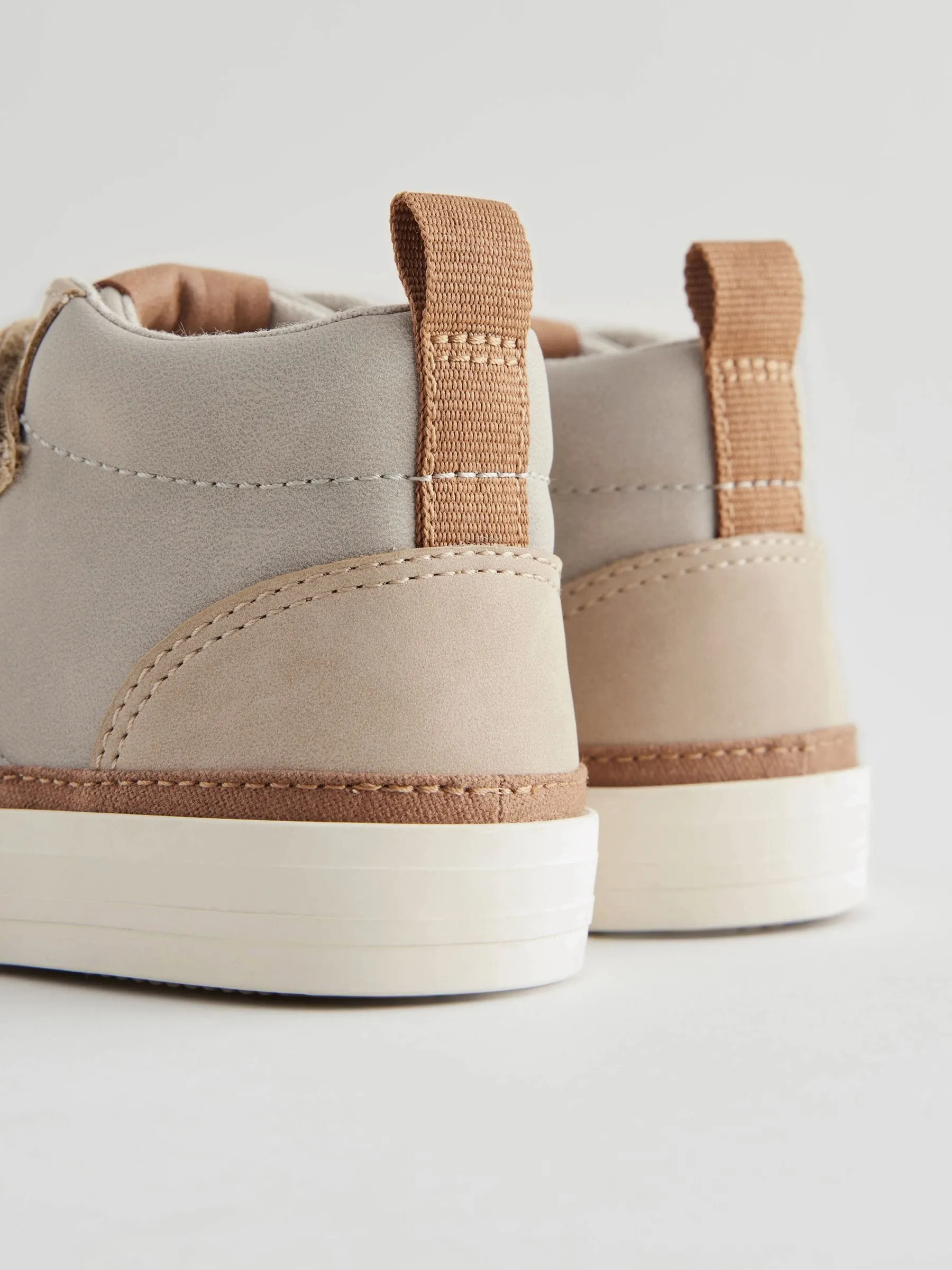 Neutral Standard Fit (F) Elastic Lace Touch Fastening Chevron Boots