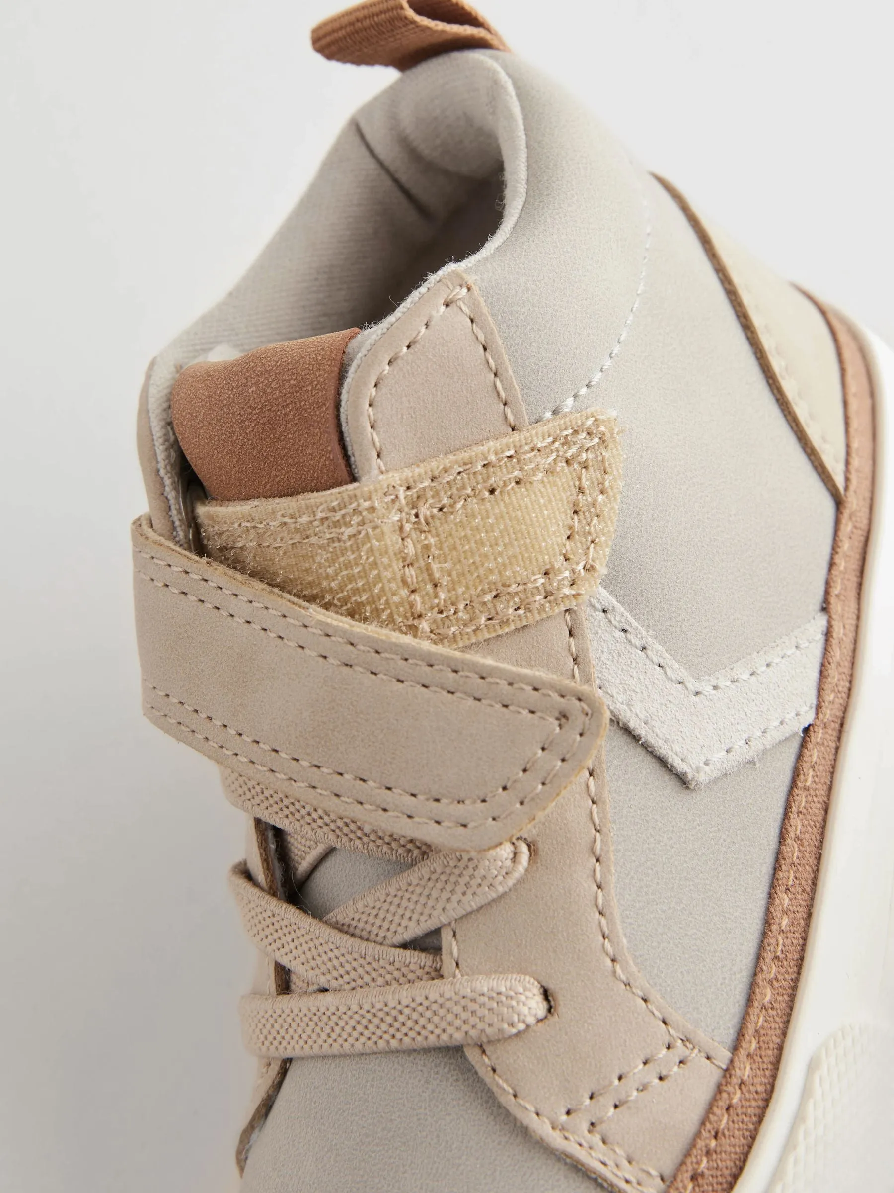 Neutral Standard Fit (F) Elastic Lace Touch Fastening Chevron Boots