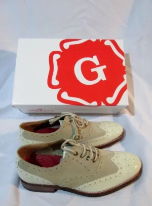 NEW GRENSON ENGLAND MARTHA Suede Shoe Loafer 3.5 / 6.5 NATURAL Womens Derby Leather