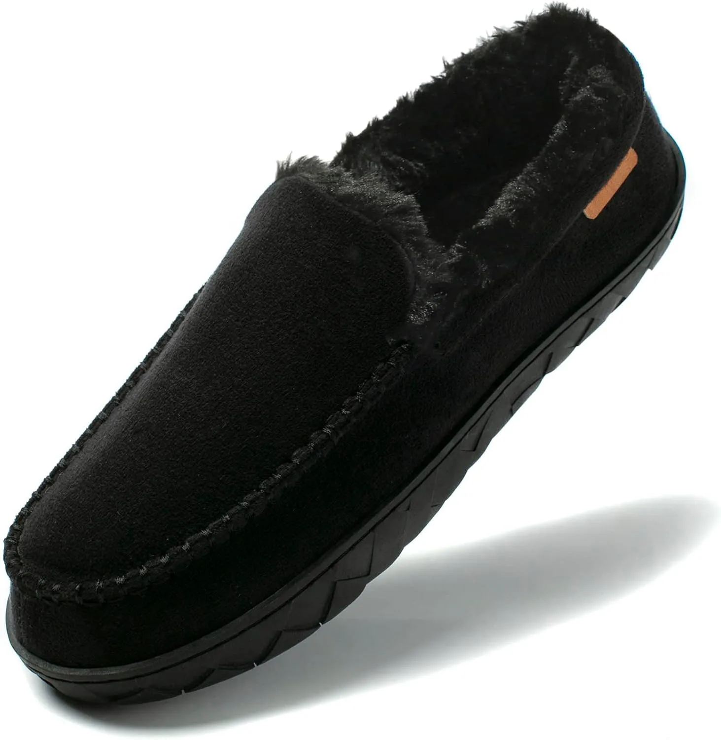 NewDenBer Men's Moccasin Slippers Warm Memory Foam Suede Soft Plush Lined Slip on Indoor Outdoor House Shoes