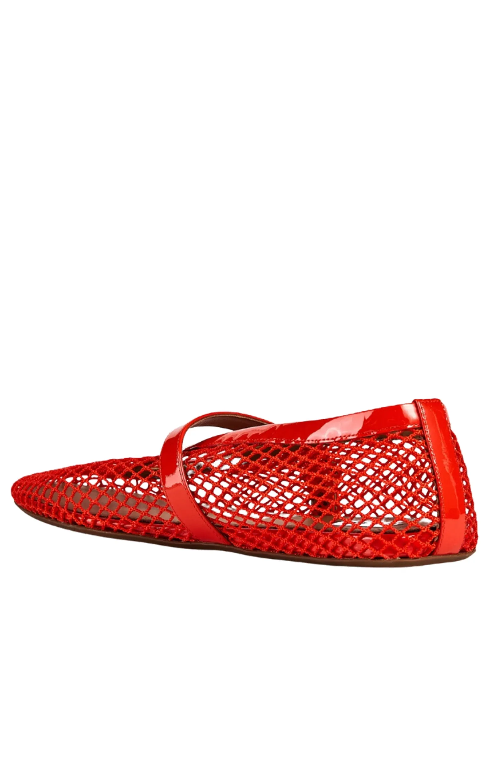 Orange Fishnet Mary Jane Flats