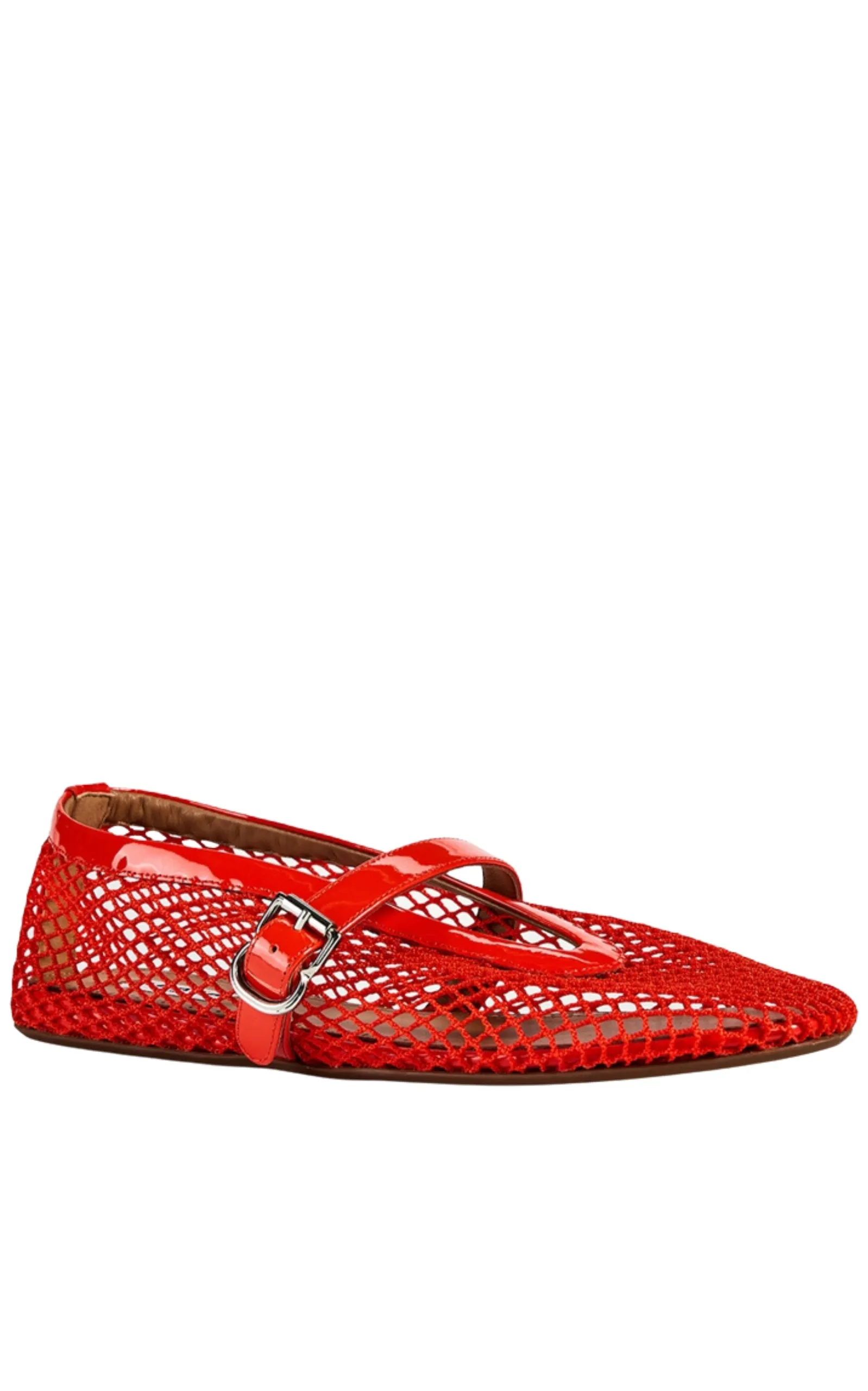 Orange Fishnet Mary Jane Flats