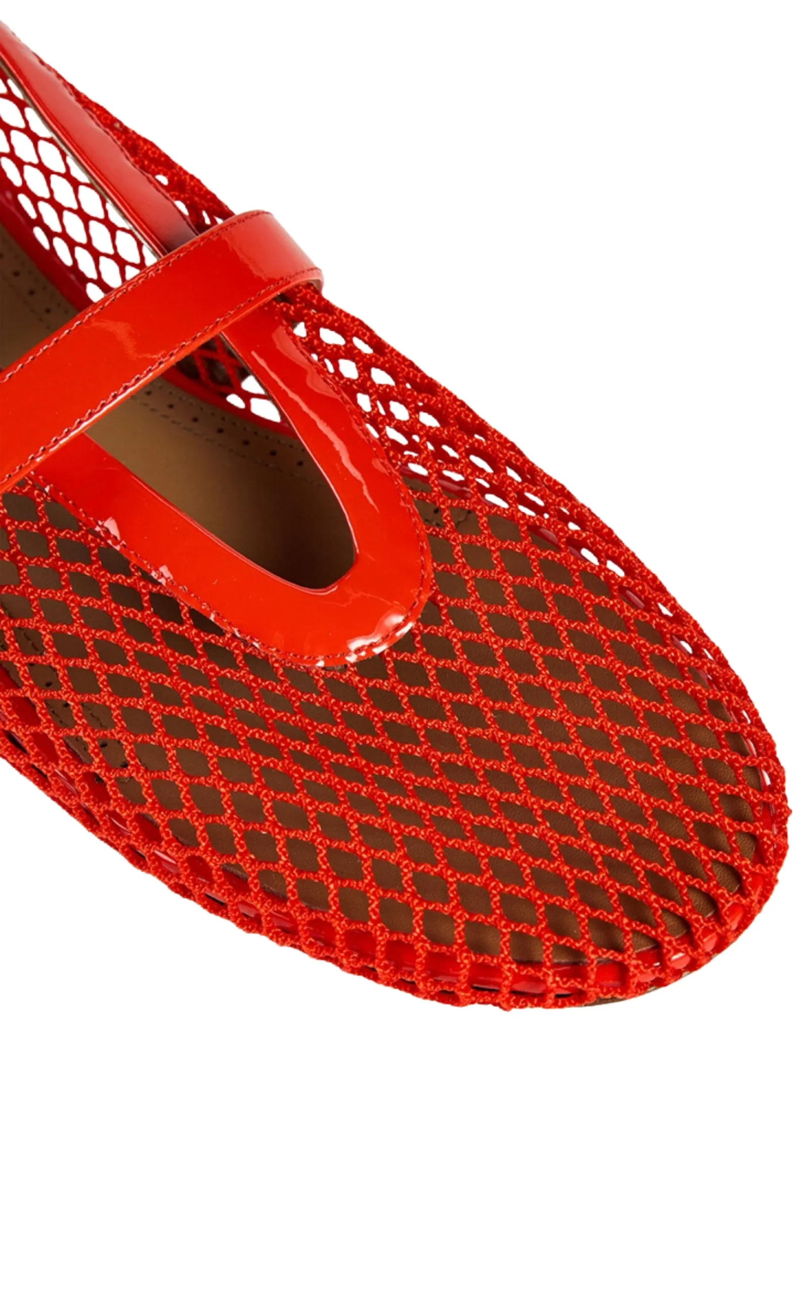 Orange Fishnet Mary Jane Flats