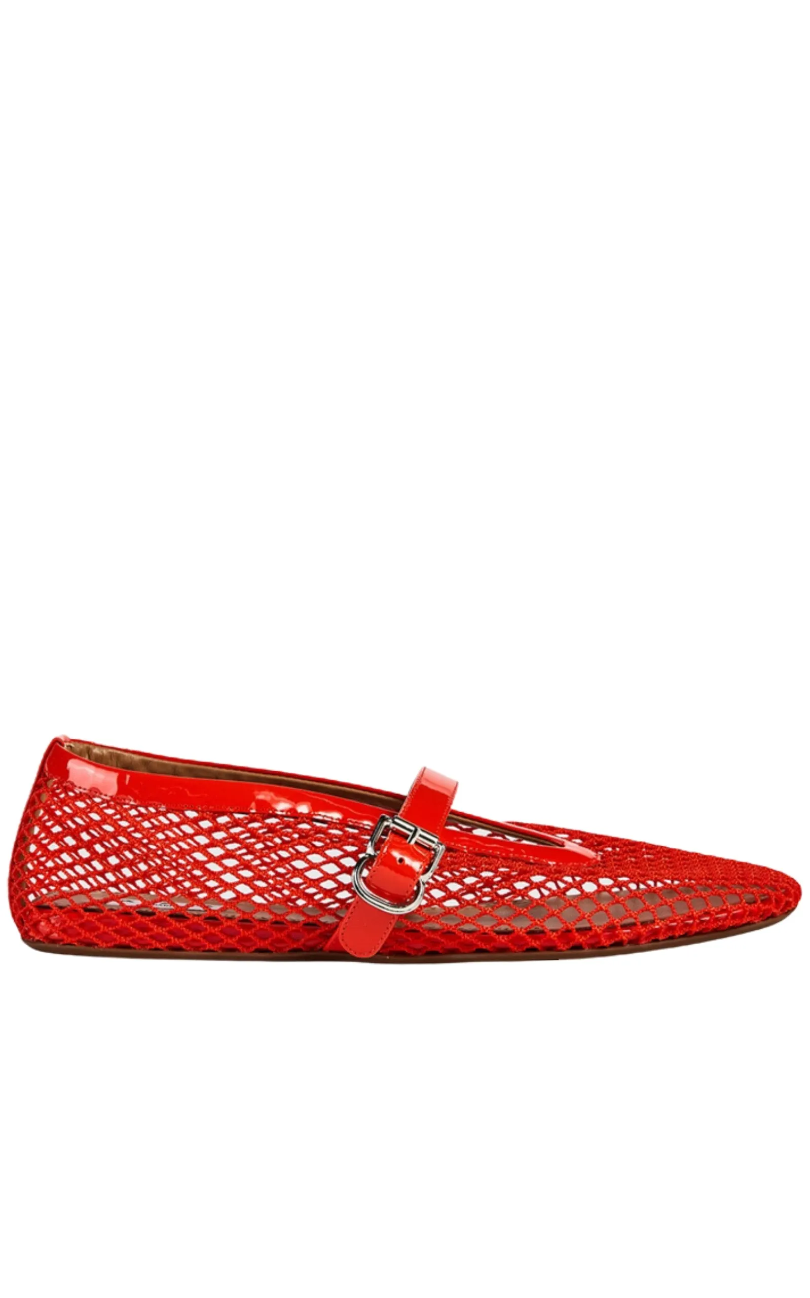 Orange Fishnet Mary Jane Flats