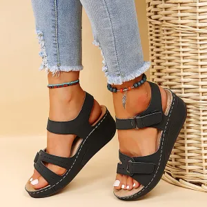 Orthopedic Wedge Sandals for Women Summer Dressy, Open Toe Ankle Strap Casual Platform Sandals Strappy Low Wedges Slip on Sandals Beach Sandals Dress Shoes Comfortable Outdoor Shoes