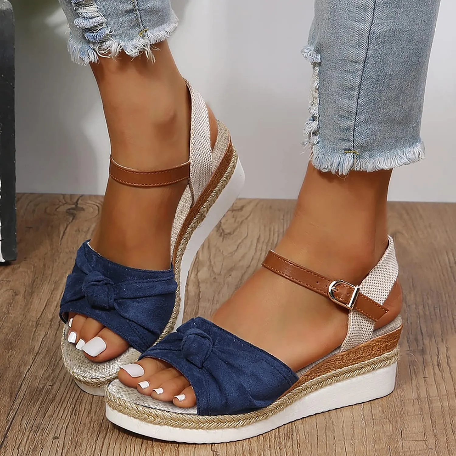 Orthopedic Wedge Sandals for Women Summer Dressy, Open Toe Ankle Strap Casual Platform Sandals Strappy Low Wedges Slip on Sandals Beach Sandals Dress Shoes Comfortable Outdoor Shoes