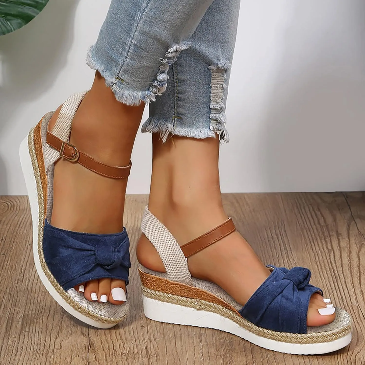 Orthopedic Wedge Sandals for Women Summer Dressy, Open Toe Ankle Strap Casual Platform Sandals Strappy Low Wedges Slip on Sandals Beach Sandals Dress Shoes Comfortable Outdoor Shoes