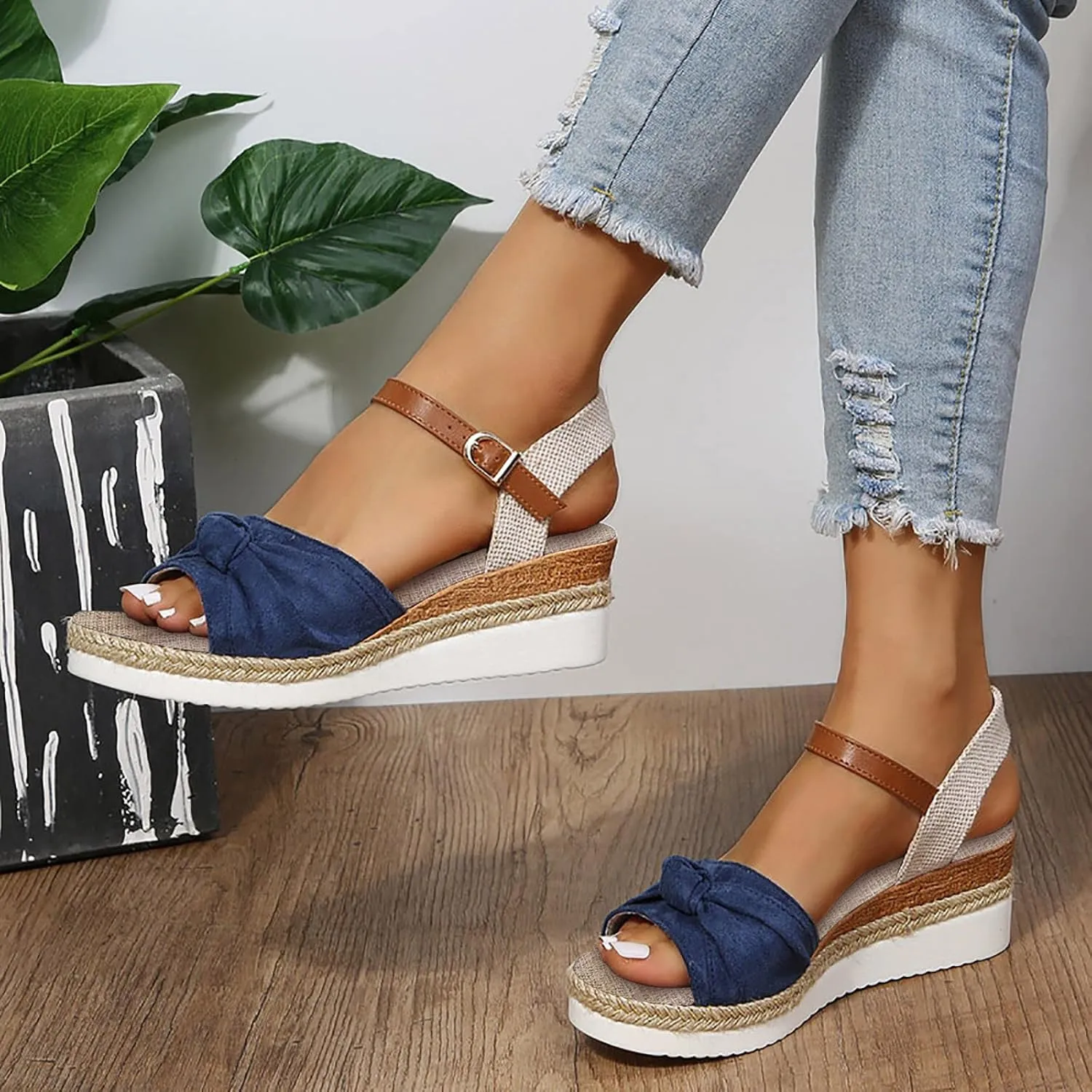 Orthopedic Wedge Sandals for Women Summer Dressy, Open Toe Ankle Strap Casual Platform Sandals Strappy Low Wedges Slip on Sandals Beach Sandals Dress Shoes Comfortable Outdoor Shoes