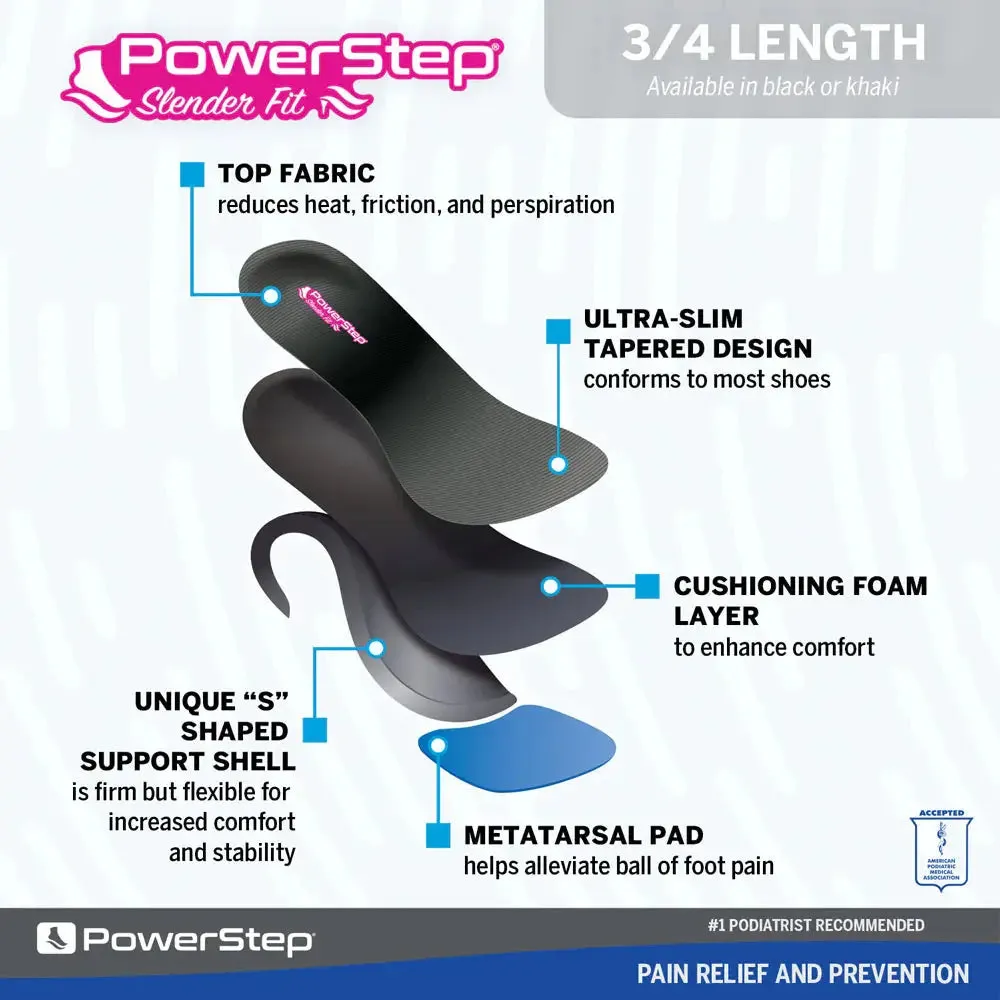 PowerStep SlenderFit 3/4 Insoles – Comfort for Fashion Shoes