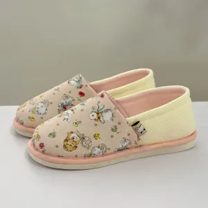 Rabbit Print Non-Slip Canvas Home Slippers