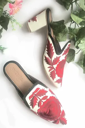 Red Hi-Collar Mules