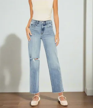 Roselyn Ultra High-Rise Distressed Straight Jeans | Kancan