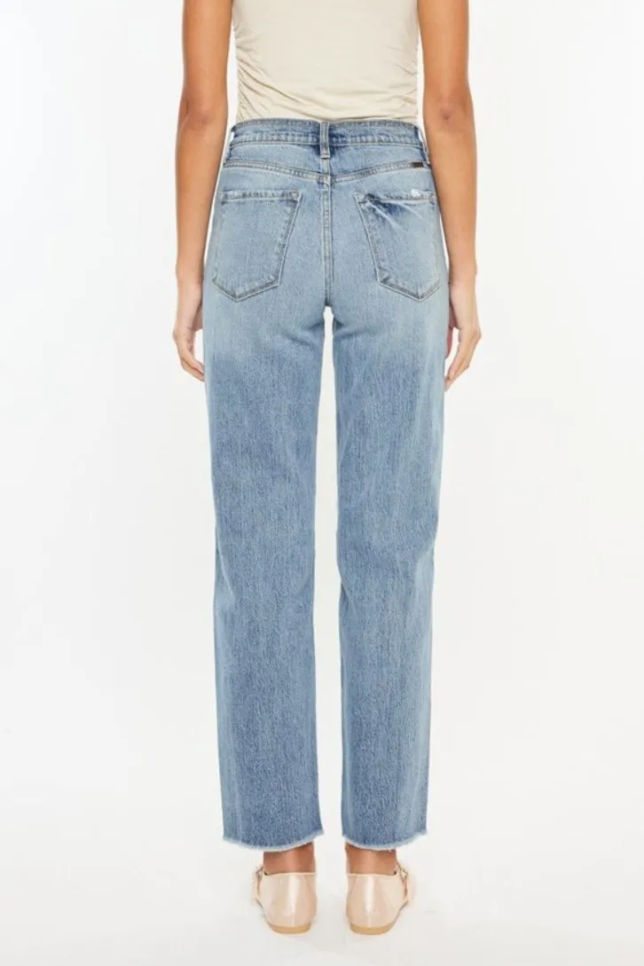 Roselyn Ultra High-Rise Distressed Straight Jeans | Kancan