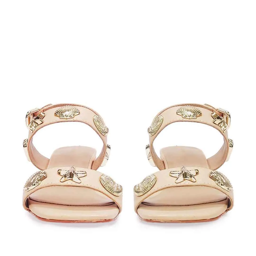 Saint Assisi Seashell & Star Studs Leather Block Heels