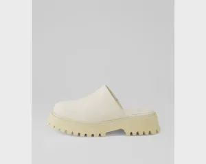 Seliya Cream Leather Flat Shoes