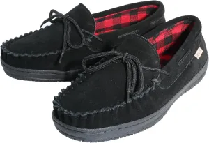Slippers for Mens House Shoes Moccasin with Genuine suede Upper Flanel Lining Comfortable Memory Foam Rubber Soles Indoor Outdoor