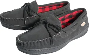 Slippers for Mens House Shoes Moccasin with Genuine suede Upper Flanel Lining Comfortable Memory Foam Rubber Soles Indoor Outdoor