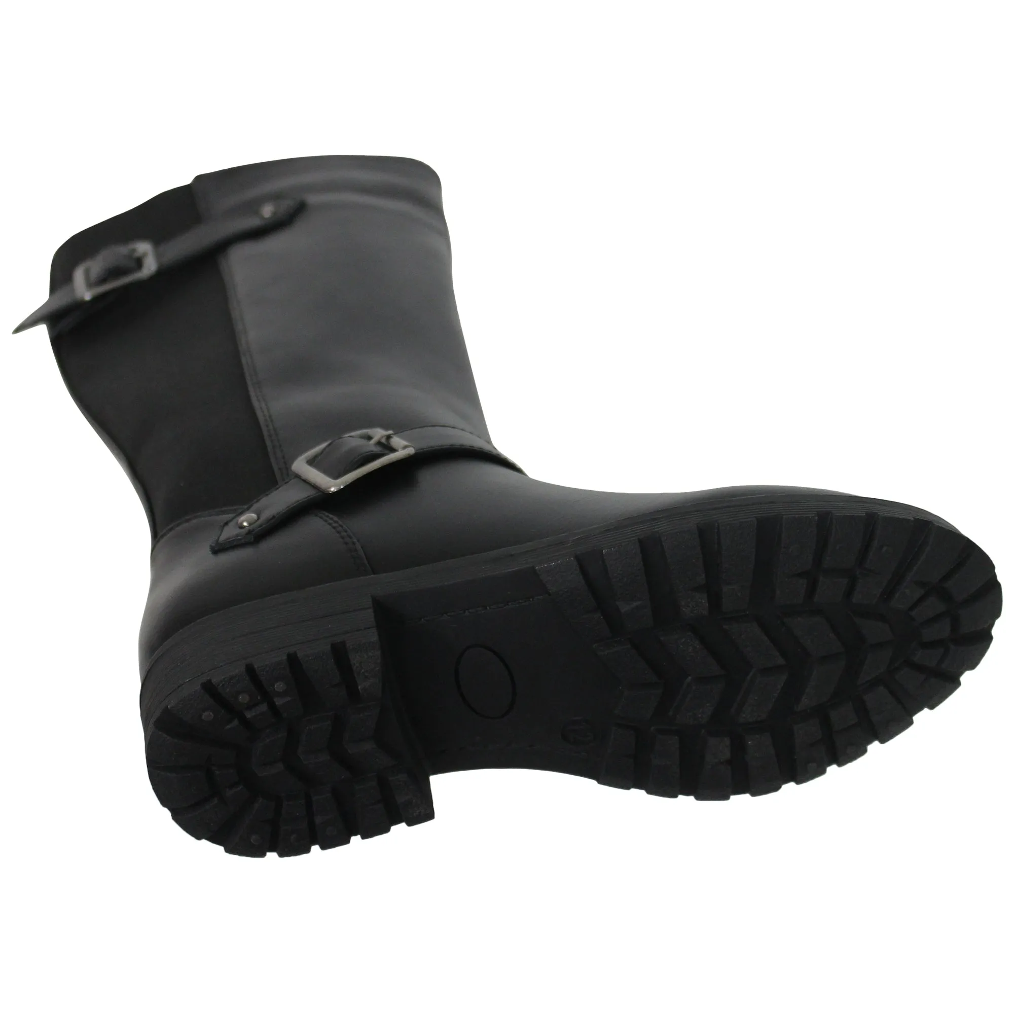 SOBEYO Girl's Knee-High Riding Boots Back Elastics Nappa Black