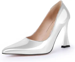 Stiletto Mid Heel for Women Pointed Toe Stiletto Heels Closed Toe Pumps Slip on High Heels 4 inch Dress Pumps