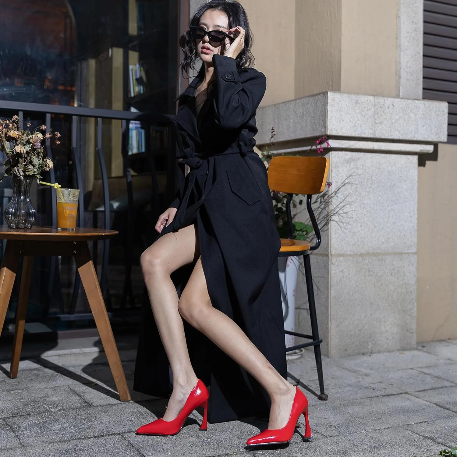 Stiletto Mid Heel for Women Pointed Toe Stiletto Heels Closed Toe Pumps Slip on High Heels 4 inch Dress Pumps