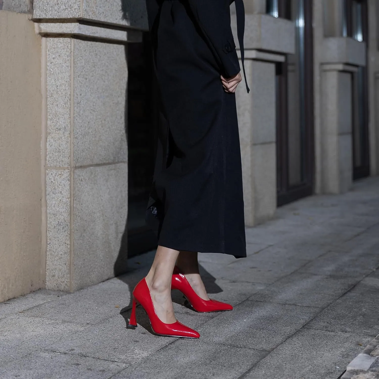 Stiletto Mid Heel for Women Pointed Toe Stiletto Heels Closed Toe Pumps Slip on High Heels 4 inch Dress Pumps