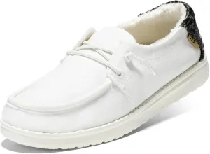 STQ Women's Slip on Fur Lined LoafersOrthopedic Cozy Ultralight Boat Casual Shoes with Arth Support