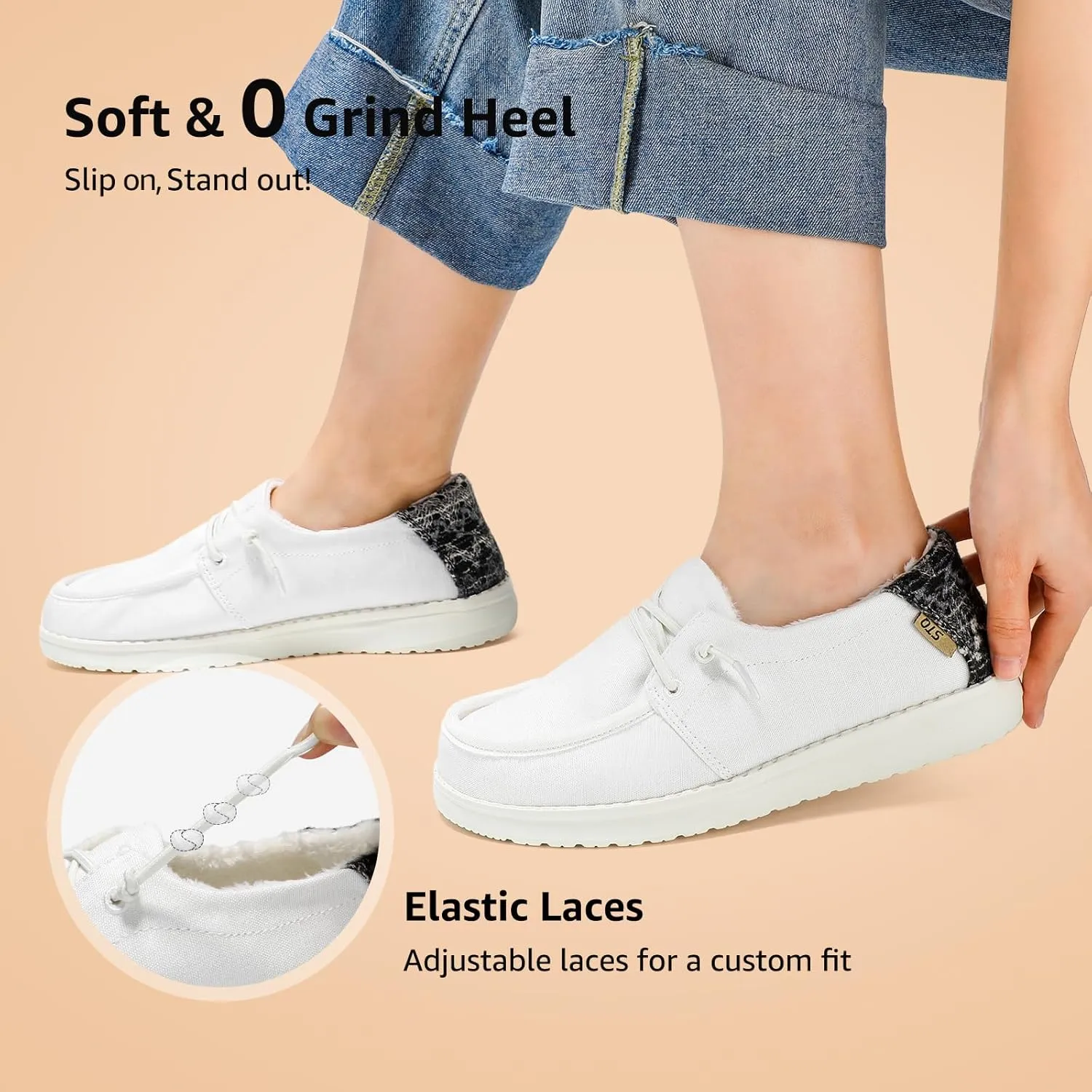 STQ Women's Slip on Fur Lined LoafersOrthopedic Cozy Ultralight Boat Casual Shoes with Arth Support